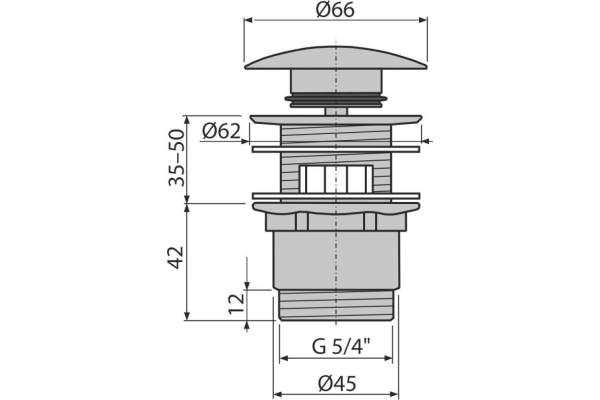 Донный клапан Alca Plast сифона для умывальника click/clack 5/4 с ...